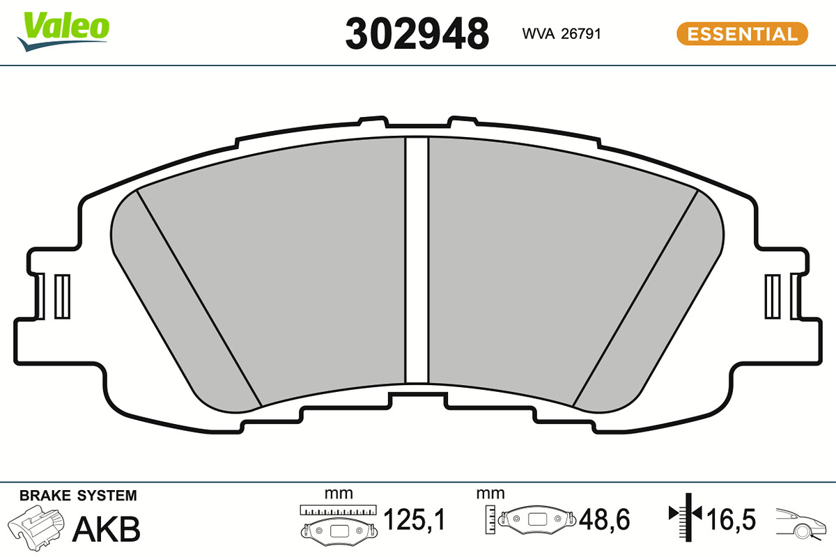Brake Pad Set, disc brake - 302948 VALEO